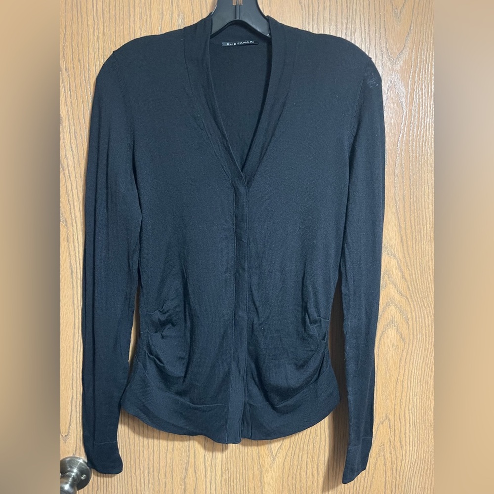NWOT Elie Tahari Merino Wool Cardigan in Black